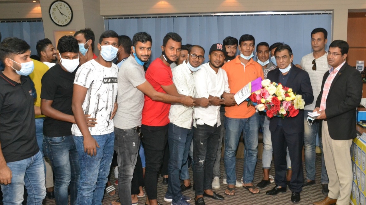 Players congratulate BFF president on his election victory