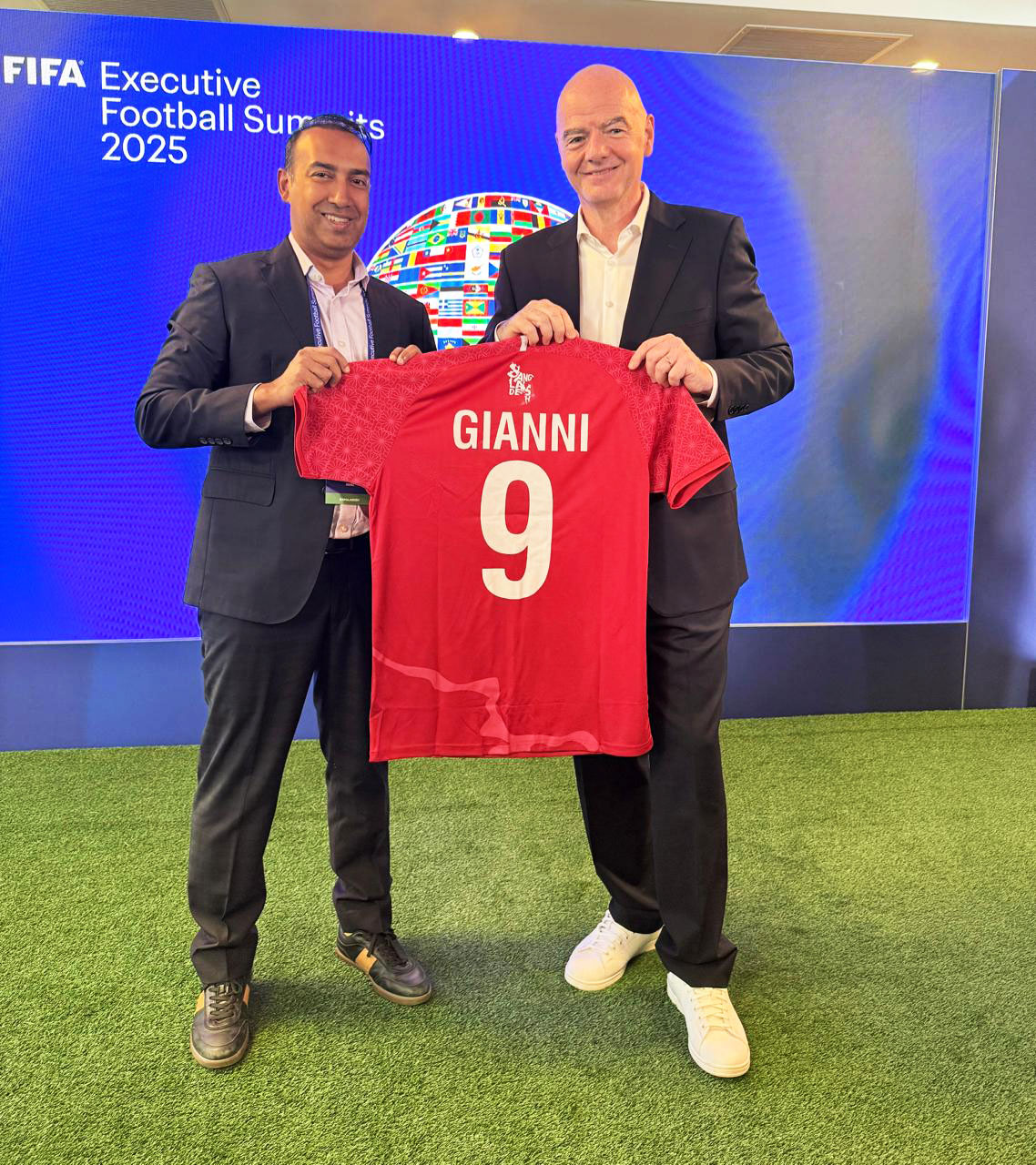 BFF President Meets FIFA President Gianni Infantino at FIFA Sports Executive Summit 2025.